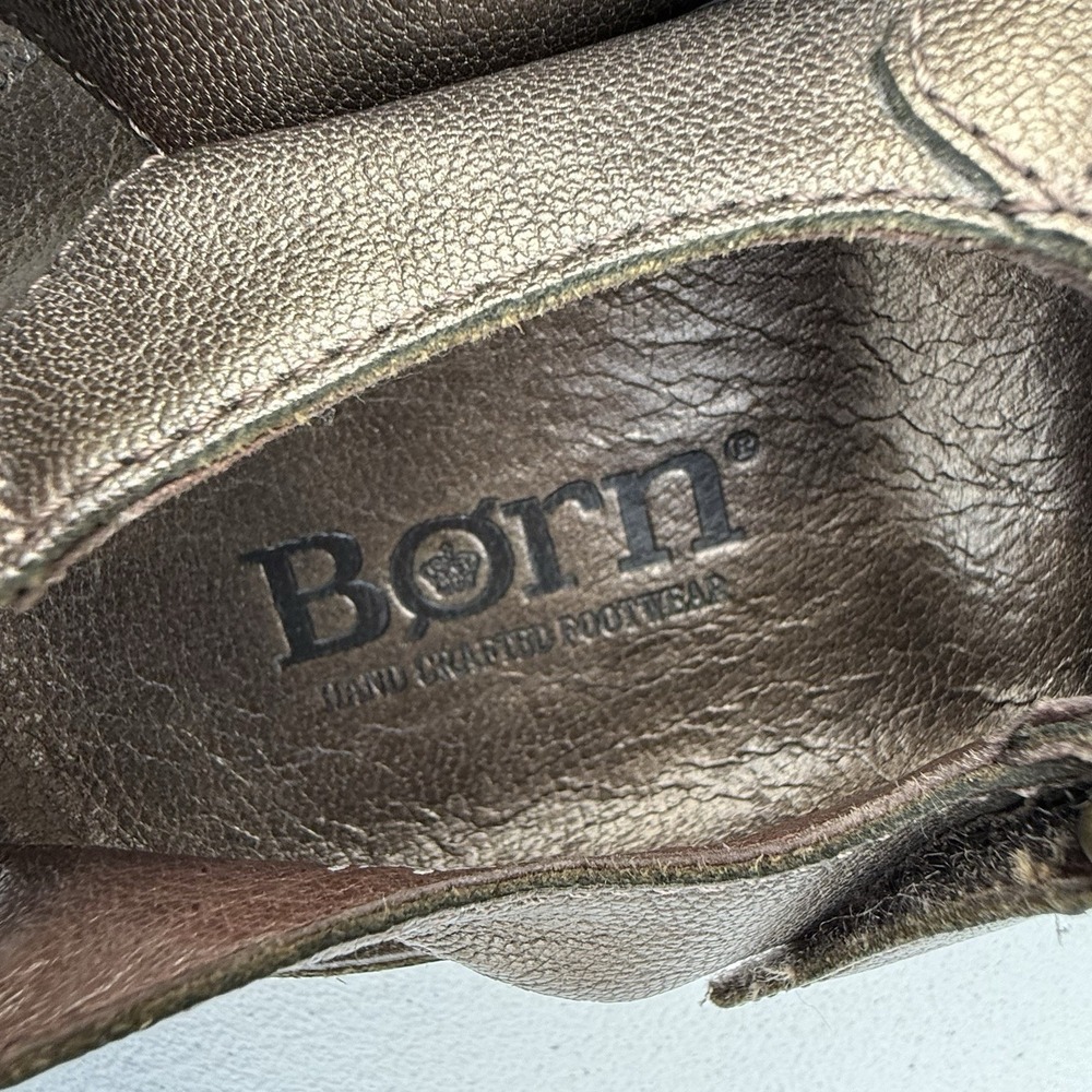 Women's BORN‎ Loafers Mules Brown Metallic Strappy Size 8 Mary Jane Heel less - Picture 8 of 12